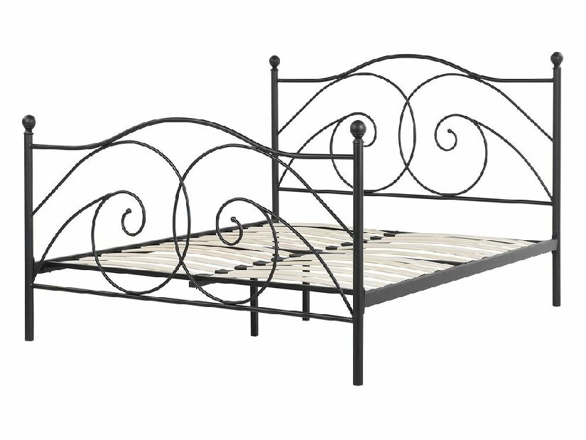 Manželská posteľ 140 cm DIROU (s roštom) (čierna)