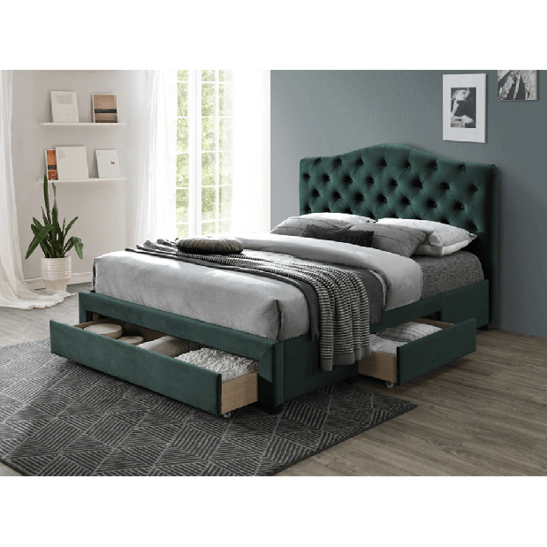 Manželská posteľ 180 cm Kelpea (s roštom) (smaragdová)