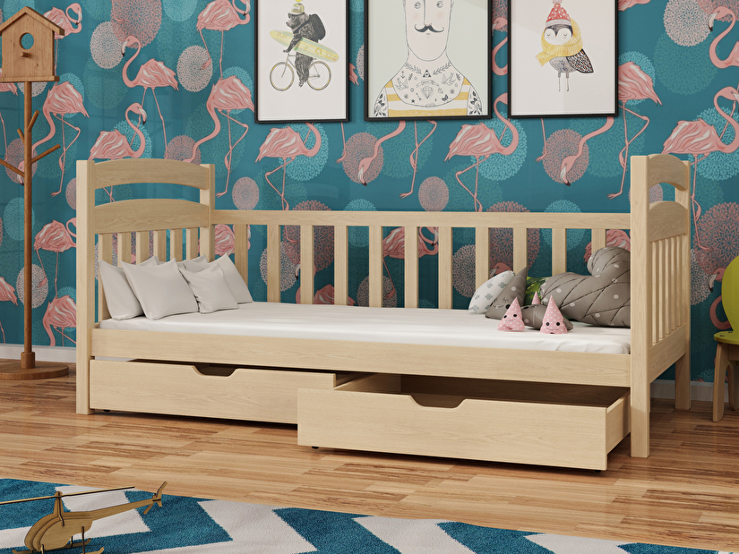Detská posteľ 90 x 190 cm Tobie (s roštom a úl. priestorom) (borovica)