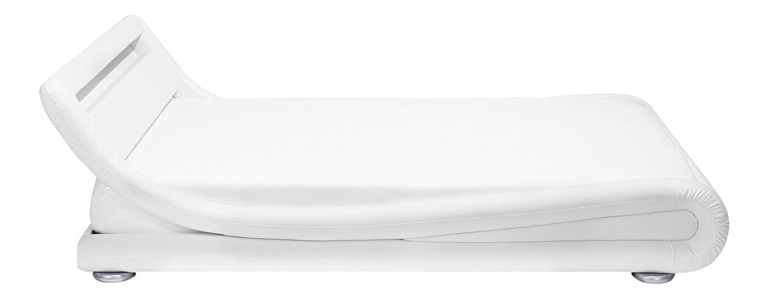 Manželská posteľ 140 cm AGINON (syntetická koža) (biela) (s roštom, matracom a LED osvetlením)