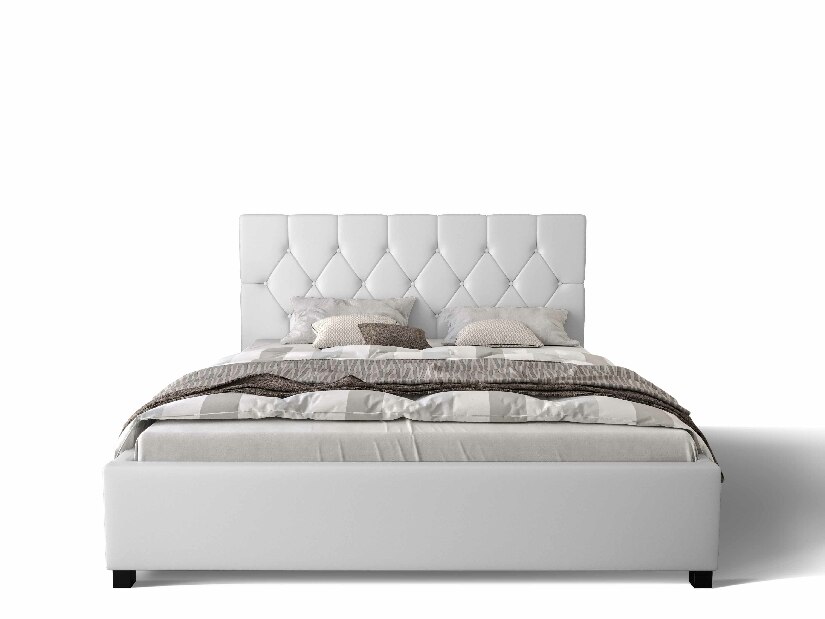 Manželská posteľ 160 cm Sylvie (biela) (s roštom a úložným priestorom)