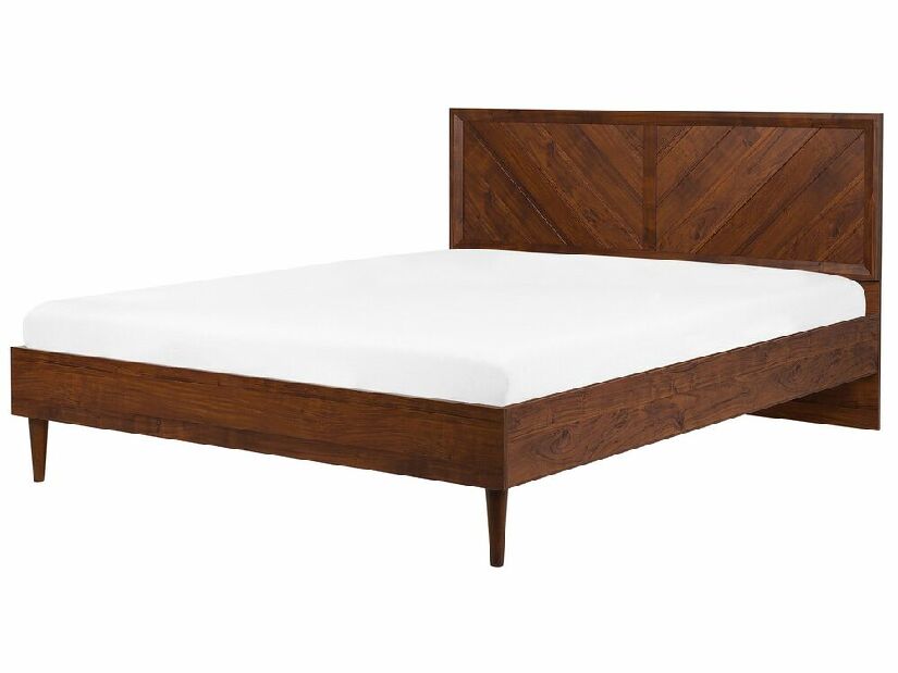 Manželská posteľ 180 cm MILLET (s roštom a LED osvetlením) (tmavé drevo)