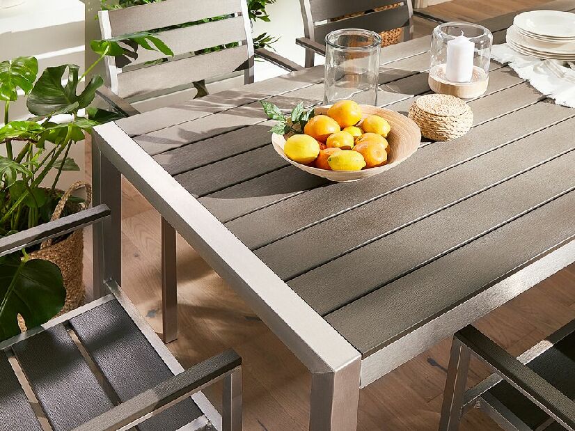 Záhradný jedálenský stôl VERO (pre 6 osôb) (sivá)