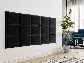 Set 6 ks čalúnených panelov Pag 40x30 cm (čierna) *výpredaj