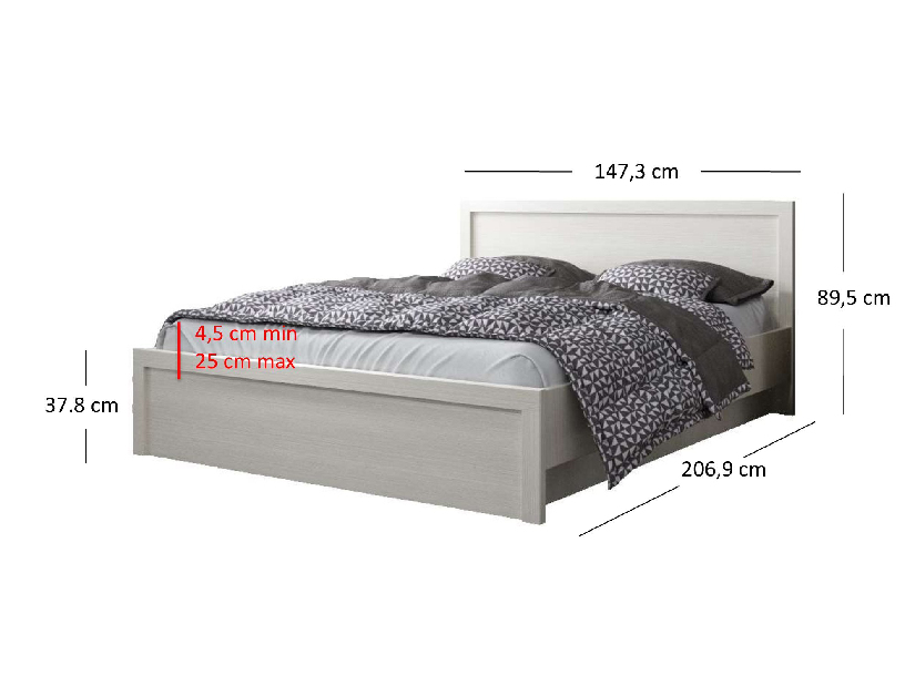 Manželská posteľ 140 cm Jolene (biela) (s roštom)