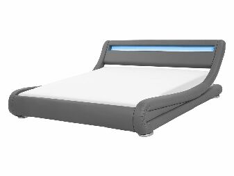 Manželská posteľ 140 cm AVENUE (s roštom a LED osvetlením) (sivá)