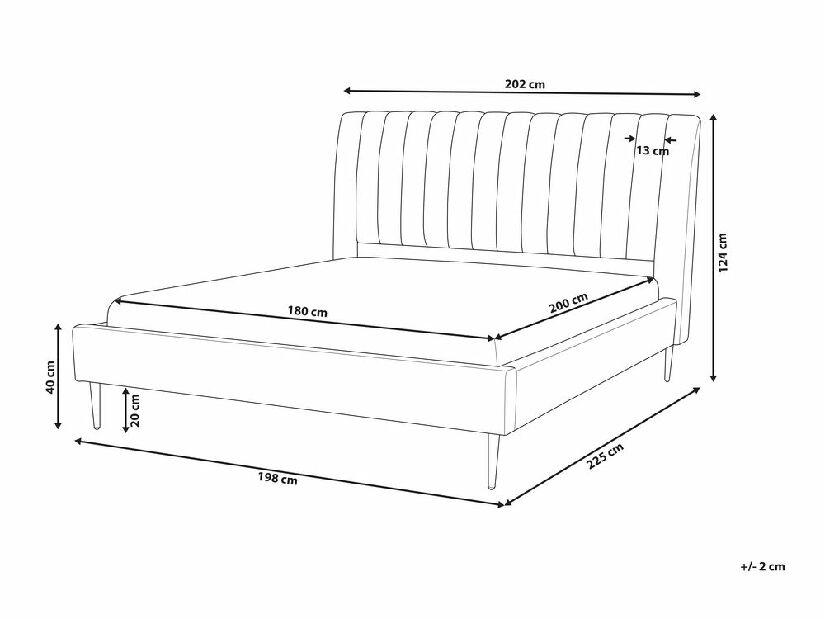 Manželská posteľ 180 cm MASALA (textil) (sivá) (s roštom)