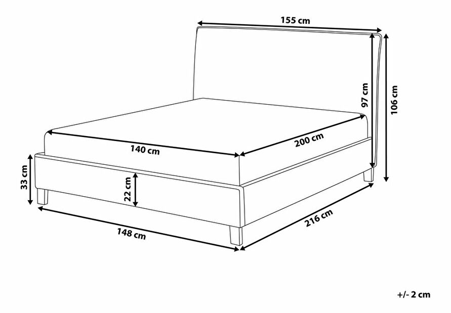 Manželská posteľ 140 cm SANCHEZ (s roštom) (béžová)