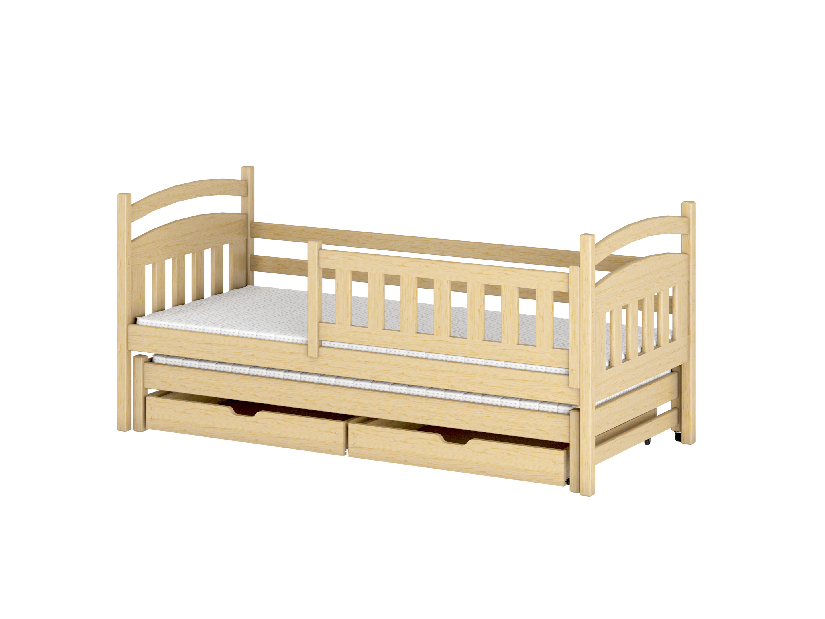 Detská posteľ 90 x 200 cm GLYNDA (s roštom a úl. priestorom) (borovica)