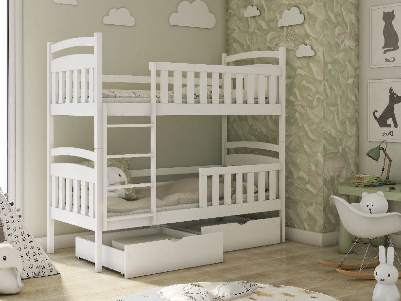 Detská posteľ 80 x 180 cm Sarina (s roštom a úl. priestorom) (biela)