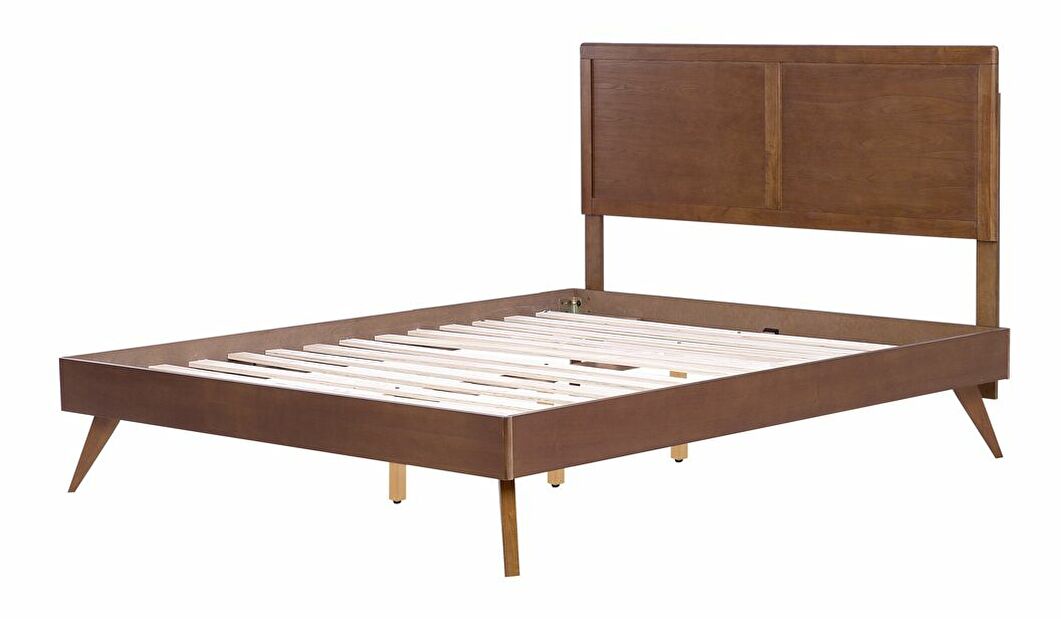 Manželská posteľ 160 cm ISTA (s roštom) (tmavé drevo)