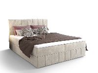 Manželská posteľ  Boxspring 160 cm Barack (béžová) (s matracom a úložným priestorom)