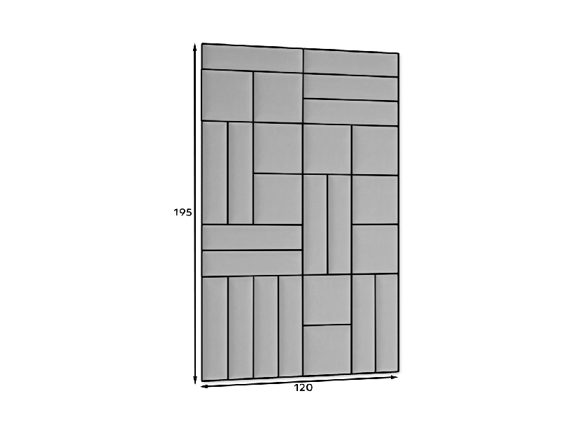 Set 26 čalúnených panelov Quadra 120x195 cm (svetlosivá)
