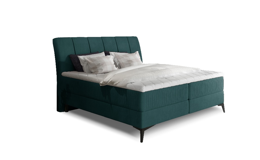 Manželská posteľ Boxspring 140 cm Alberto (zelená MatVelvet 75) (s matracmi)