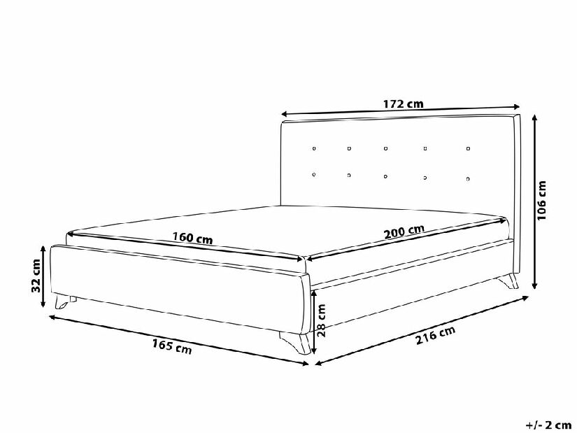 Manželská posteľ 160 cm AMBRE (s roštom) (čierna)
