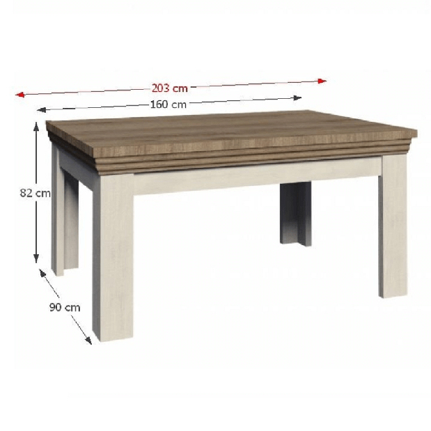 Jedálenský stôl Regnar ST (pre 6 až 8 osôb) (biela sosna + dub divoký) *výpredaj