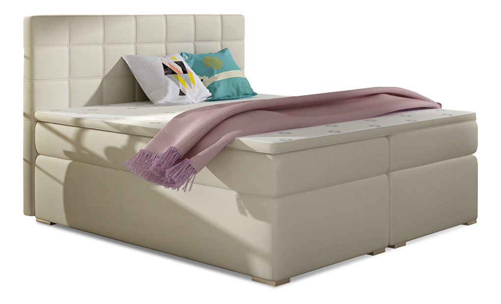 Kontinentálna posteľ 160 cm Abbie (svetlobéžová) (s matracmi)