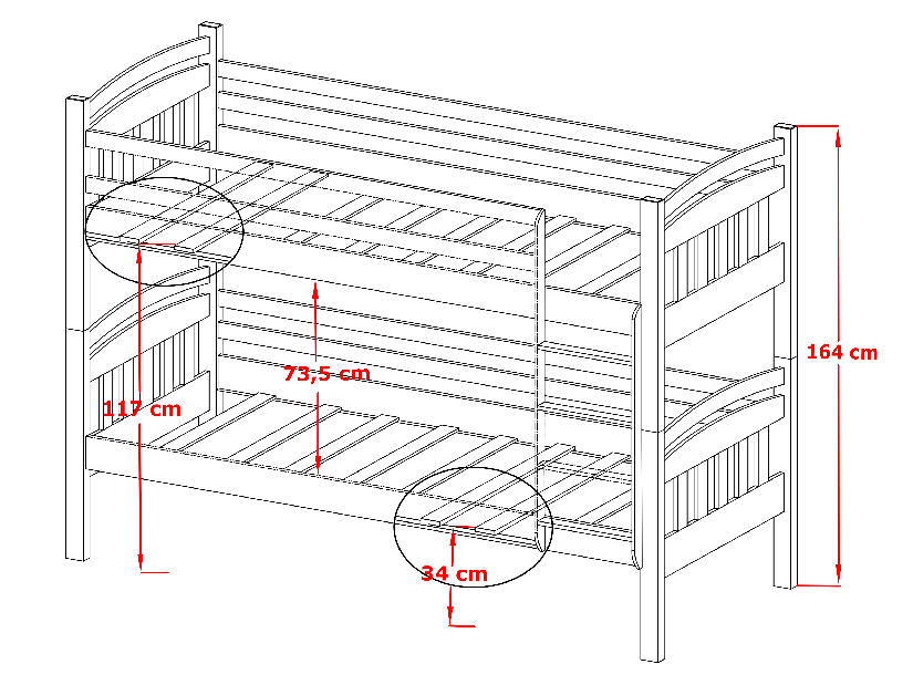 Detská posteľ 90 x 200 cm Galvin (s roštom a úl. priestorom) (buk)