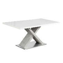 Jedálenský stôl Farnali (biely lesk + betón)