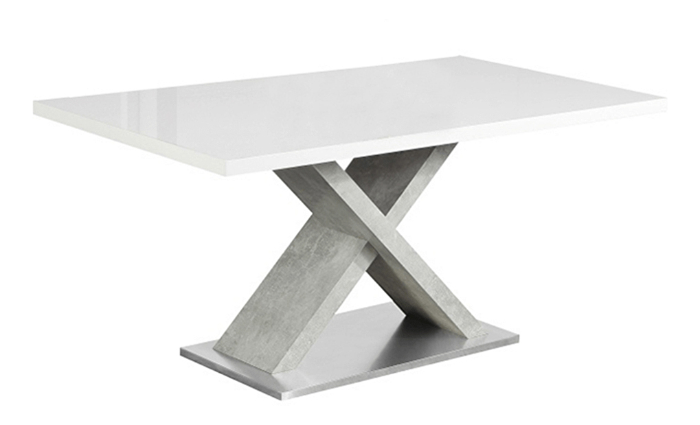 Jedálenský stôl Farnali (biely lesk + betón) *výpredaj