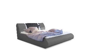 Manželská posteľ 180 cm Fabio (sivá + tmavosivá) (s roštom a úl. priestorom)