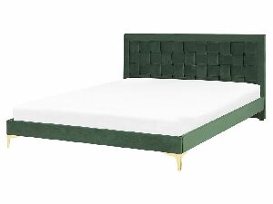Manželská posteľ 160 cm LIMO (polyester) (tmavozelená) (s roštom)