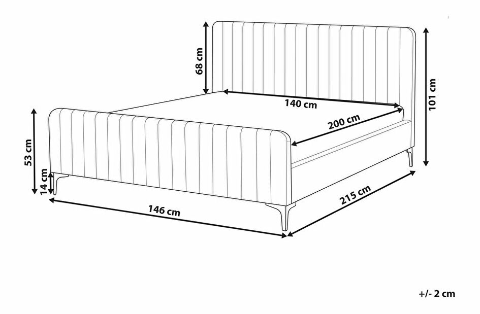 Čalúnená posteľ 140x200 cm Laraine (svetlosivá) (s roštom)