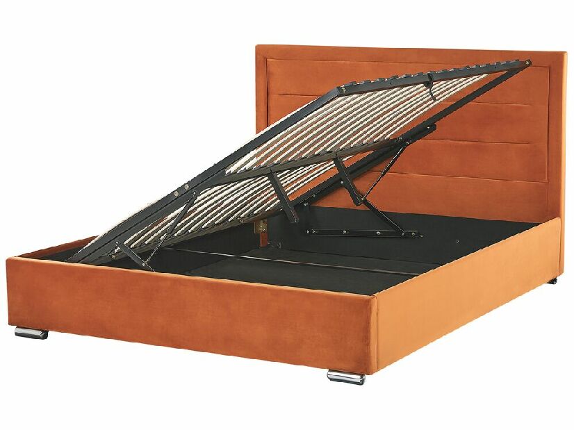 Manželská posteľ 180 cm Ruthine (oranžová) (s roštom a úložným priestorom)