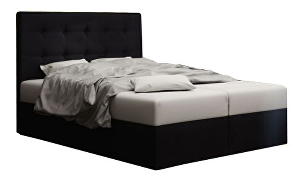 Manželská posteľ Boxspring 140 cm Duel 1 Comfort (čierna) (s matracom a úložným priestorom)