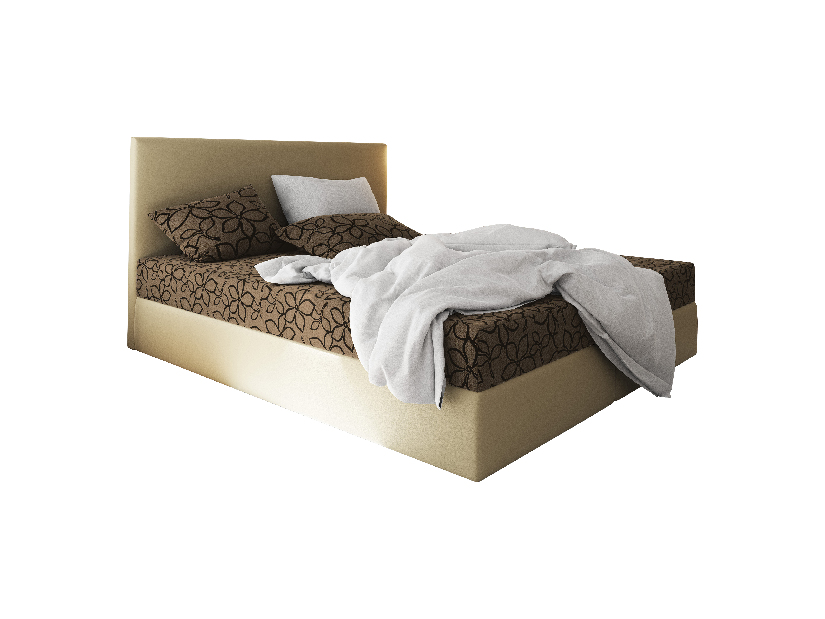 Manželská posteľ Boxspring 140 cm Lilac Comfort (vzor + béžová) (s matracom a úložným priestorom)