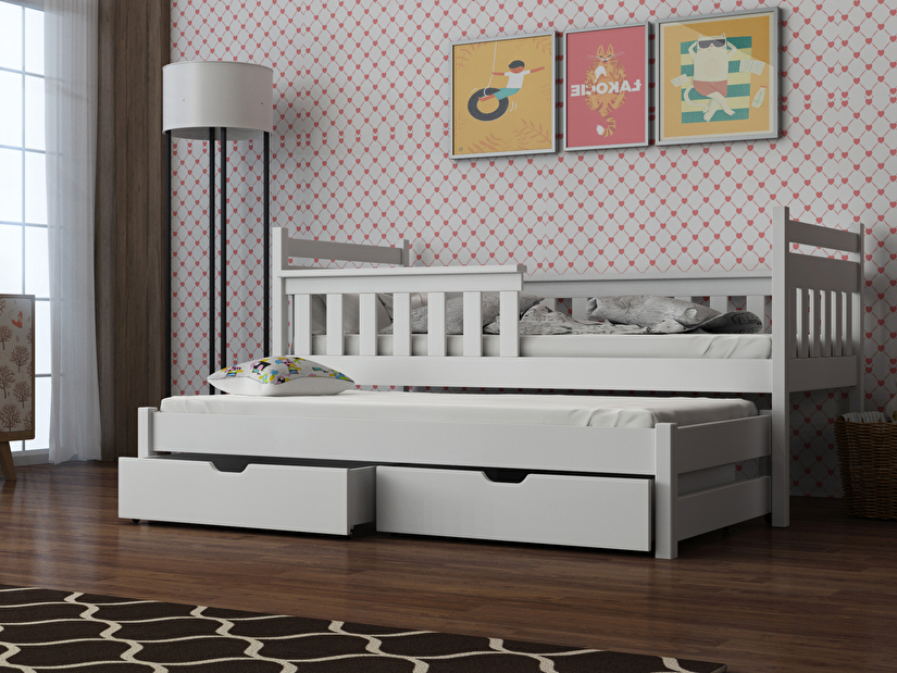Detská posteľ 80 x 180 cm DORIA (s roštom a úl. priestorom) (biela)