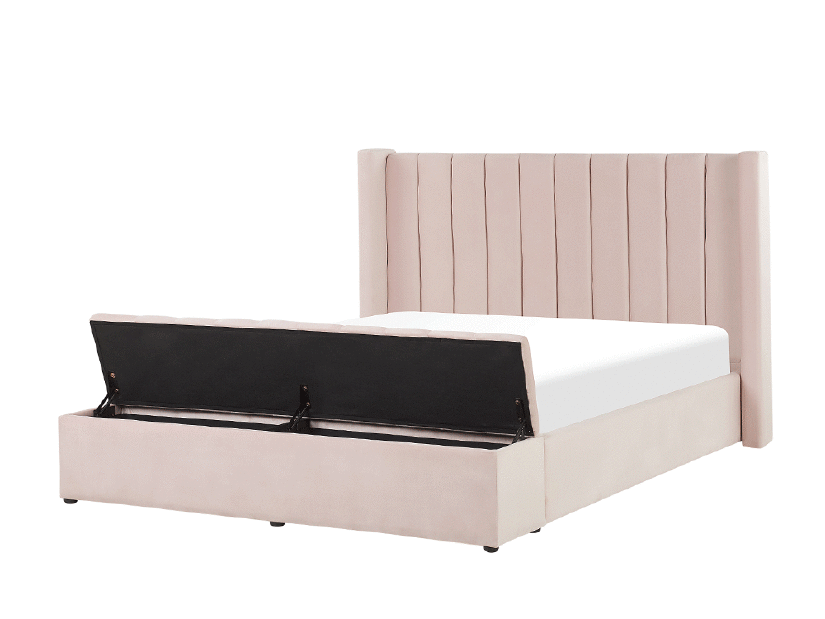 Manželská posteľ 160 cm NAIROBI (textil) (svetloružová) (s roštom)