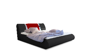 Manželská posteľ 160 cm Fabio (čierna + červená) (s roštom a úl. priestorom)