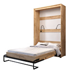 Sklápacia posteľ 140 Cassie (craft zlatý + čierna matná) (vertikálna) (s osvetlením)