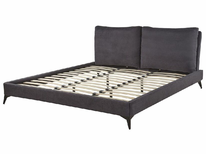 Manželská posteľ 180 cm MELIA (polyester) (tmavosivá) (s roštom)