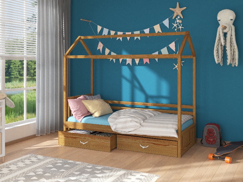 Detská posteľ 180x80 cm Rosie I (s roštom a matracom) (dub)