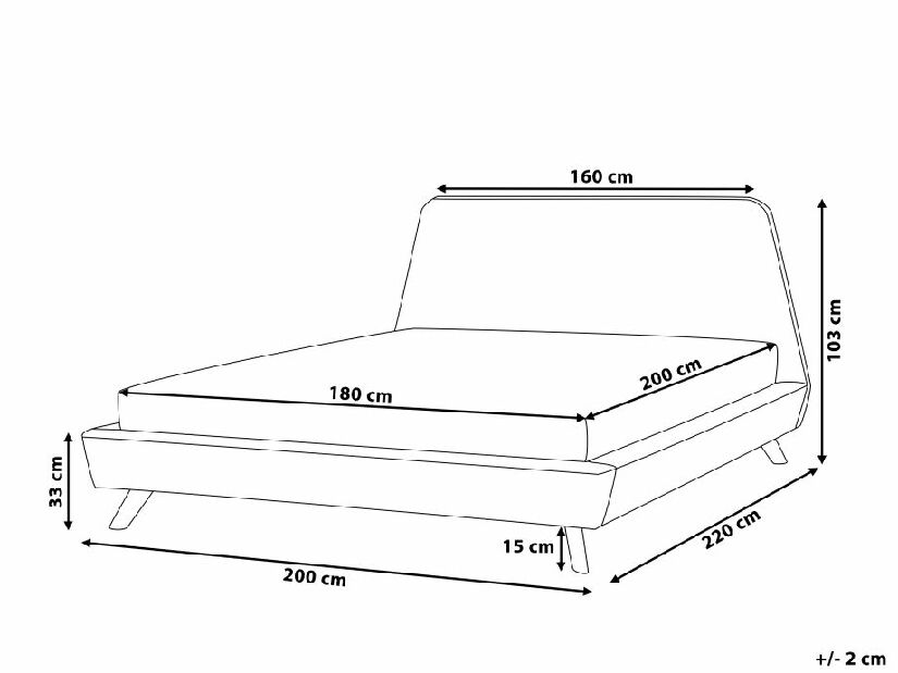 Manželská posteľ 180 cm VENITO (s roštom) (čierna)