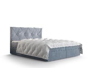 Manželská posteľ Boxspring 180 cm Athena (svetlomodrá) (s matracom a úložným priestorom)