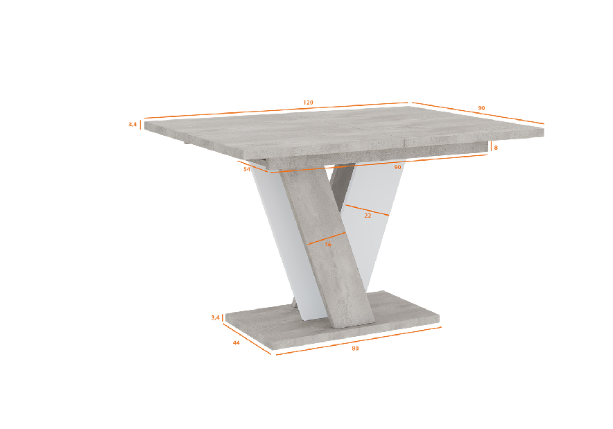 Jedálenský stôl Venag (svetlosivá + biela) (pre 4 až 6 osôb)