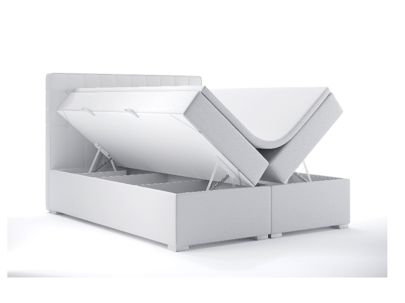 Manželská posteľ Boxspring 180 cm Candy (biela ekokoža) (s úložným priestorom)