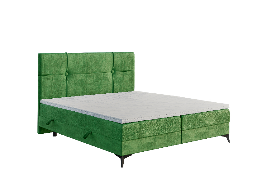 Kontinentálna posteľ 200 cm Nivela (zelená) (s matracom a úl. priestorom)