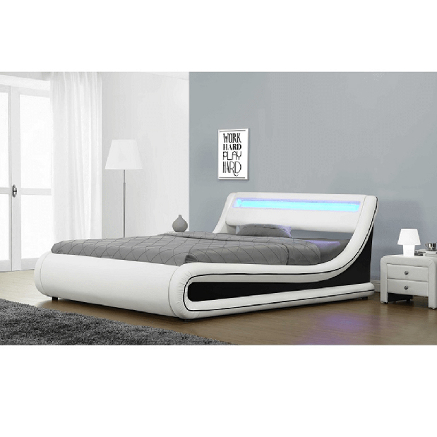 Manželská posteľ 180 cm Milda (s roštom, úl. priestorom a LED)
