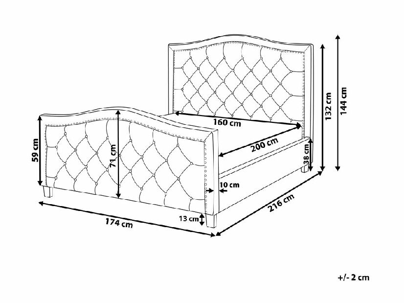 Manželská posteľ 160 cm AURORA (s roštom) (béžová)