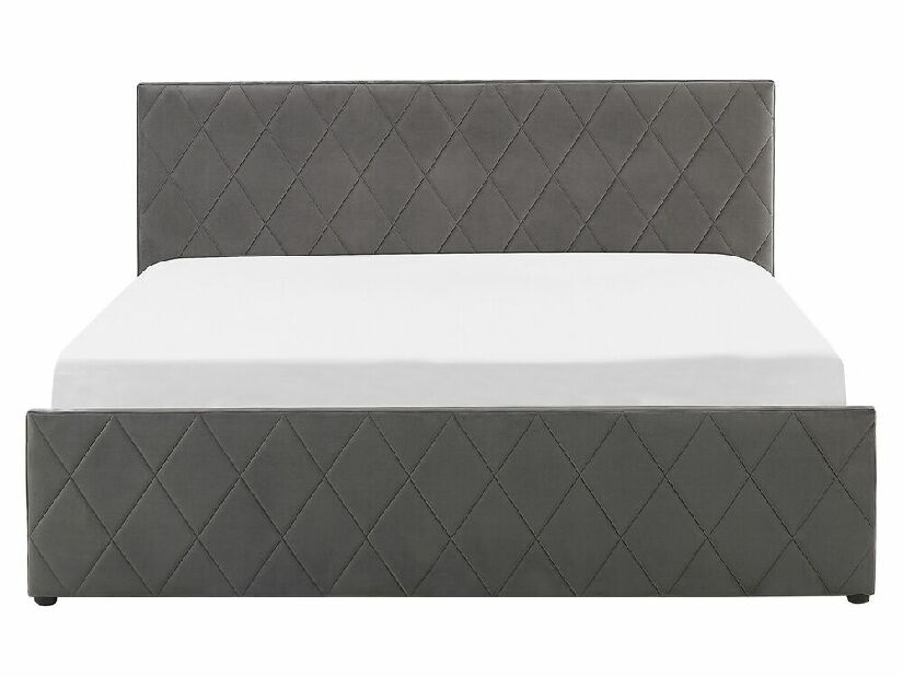Manželská posteľ 160 cm ROFARIO (sivá) (zamat) (s roštom a úl. priestorom)