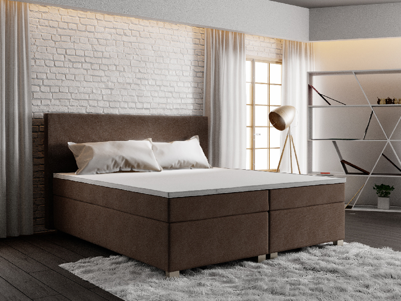 Manželská posteľ Boxspring 180 cm Simon Comfort (tmavohnedá) (s matracom, bez úložného priestoru)