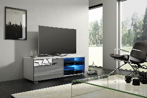 TV stolík/skrinka Mona 100 (biela matná + sivý lesk)