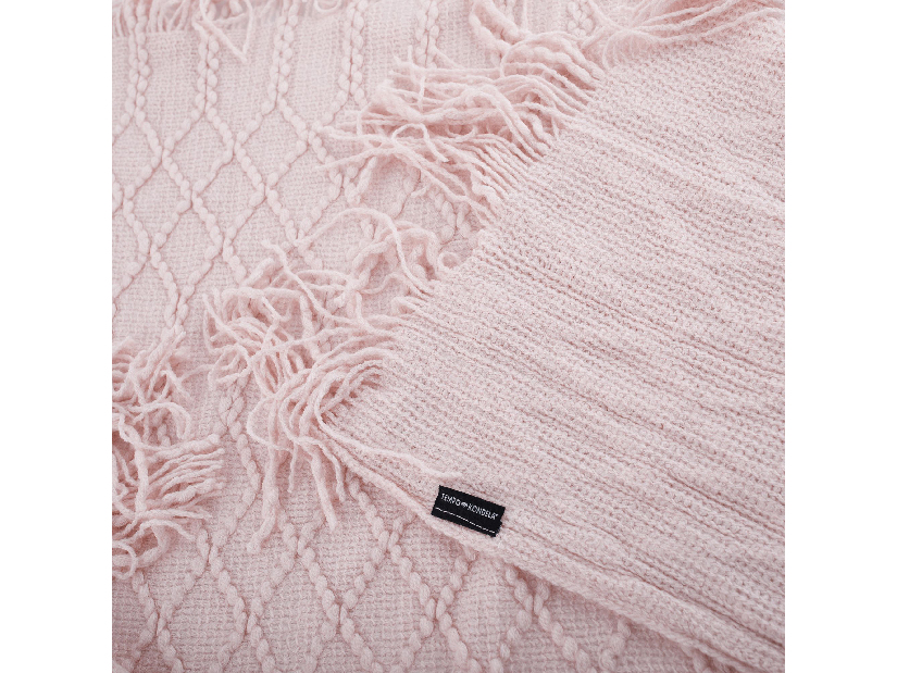 Pletená deka so strapcami 120x150 cm Solia Typ 2(svetloružová)