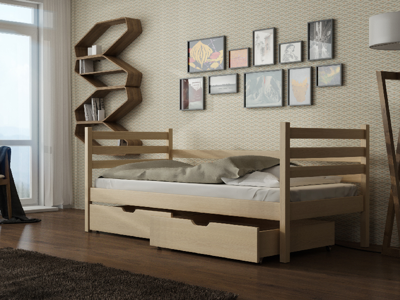 Detská posteľ 80 x 180 cm Marisa (s roštom a úl. priestorom) (borovica)