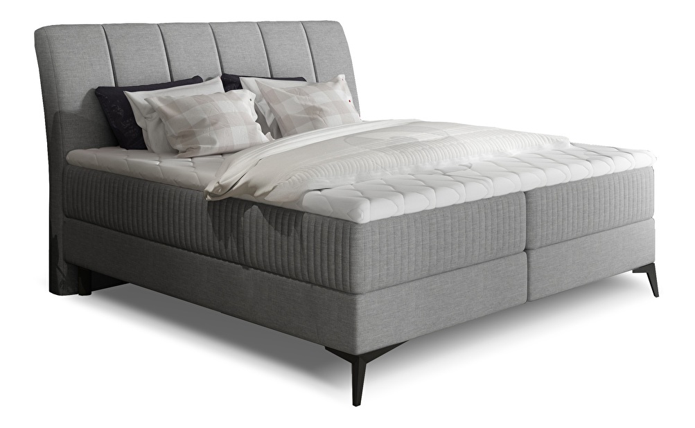 Kontinentálna posteľ 180 cm Alberto (sivá) (s matracmi)