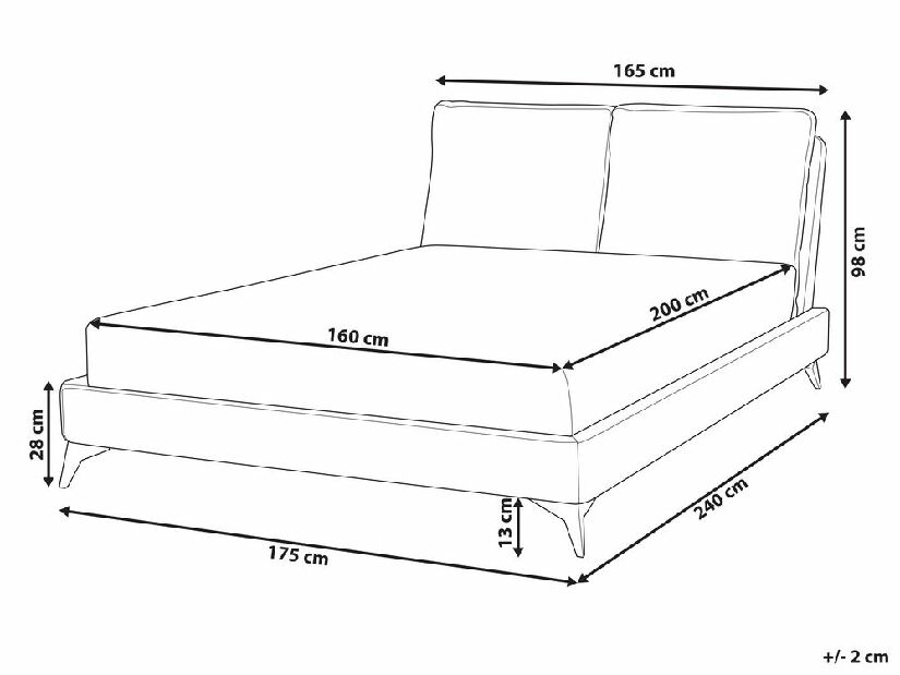 Manželská posteľ 160 cm MELIA (polyester) (béžová) (s roštom)